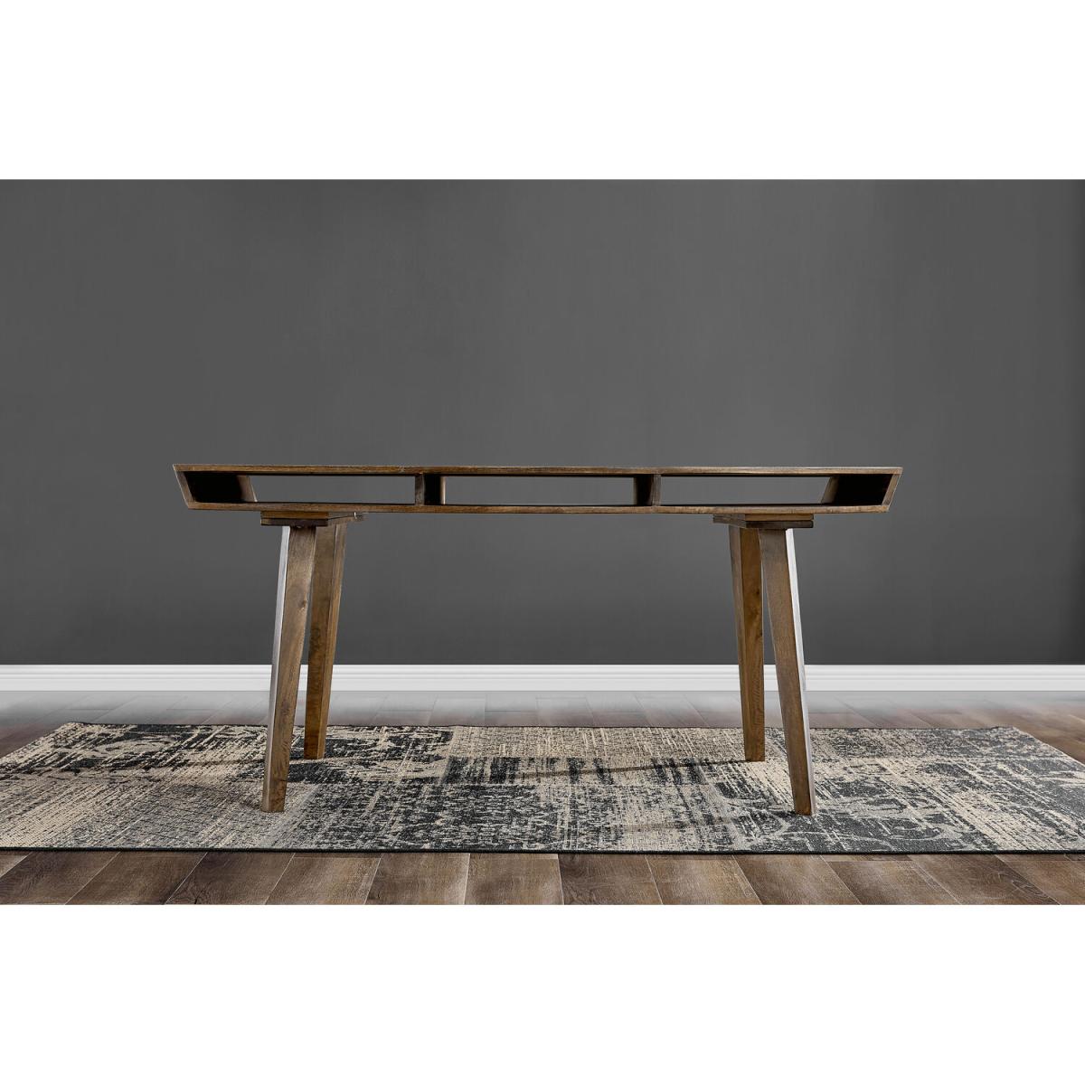Otto Dark Walnut Solid Wood Dining Table and 6 Falun Black Leg Chairs - Light Grey – image 7