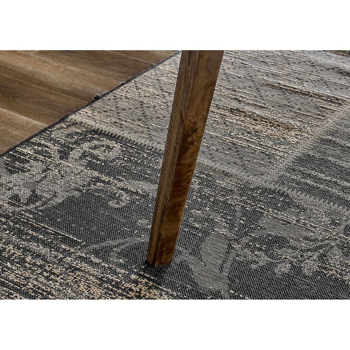 Otto Dark Walnut Solid Wood Dining Table and 6 Falun Black Leg Chairs - Light Grey – image 9
