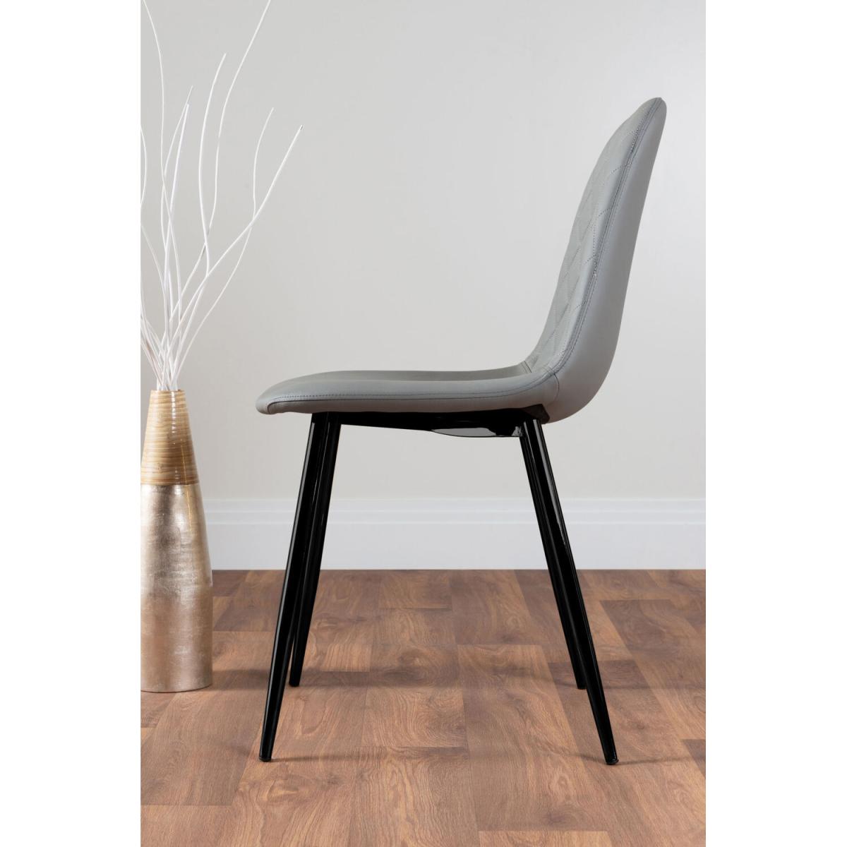 Palma White High Gloss Round Dining Table and 4 Corona Black Leg Chairs - Grey – image 3