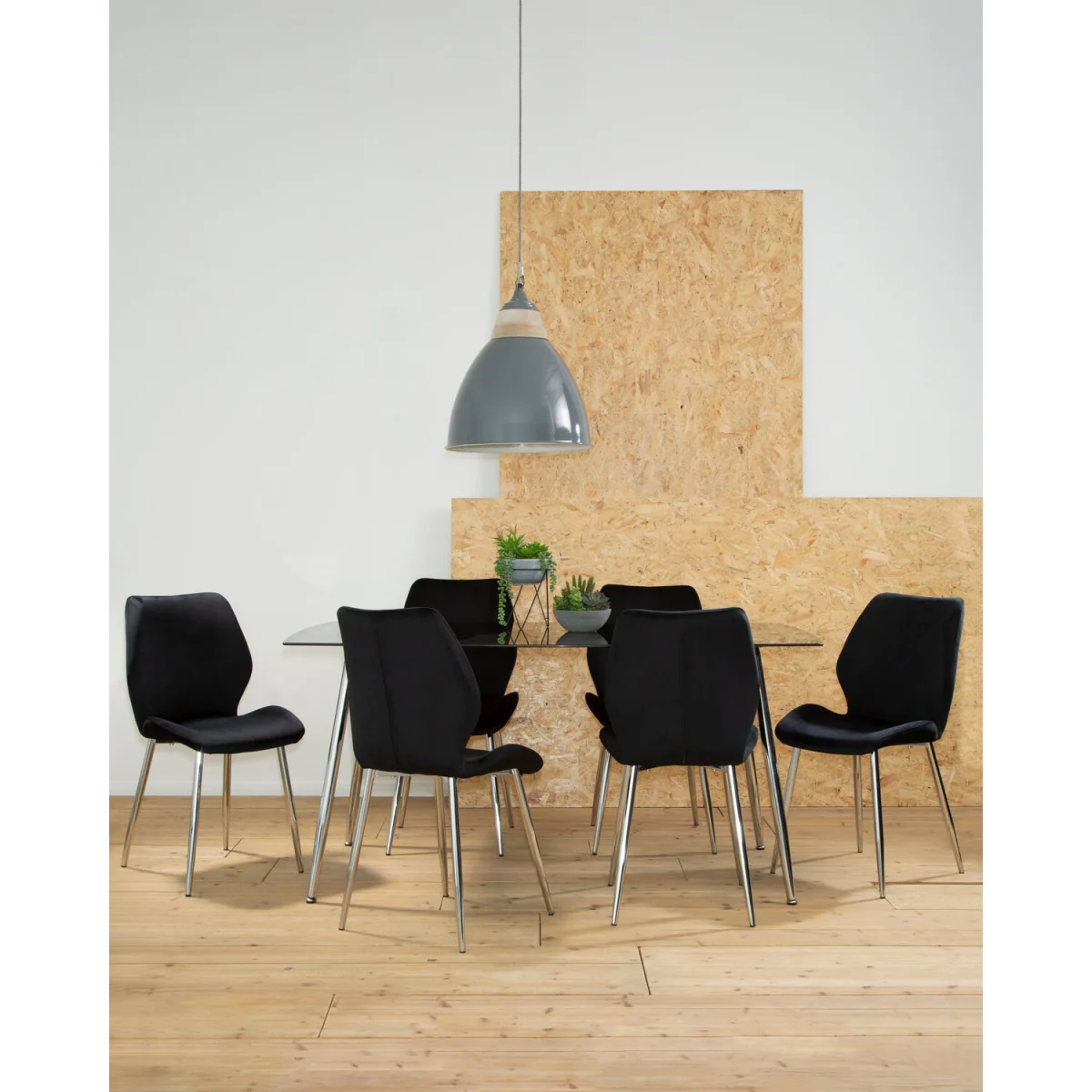 Wimslow BlackTempered Glass Dining Table with 6 Chairs - Black – image 3