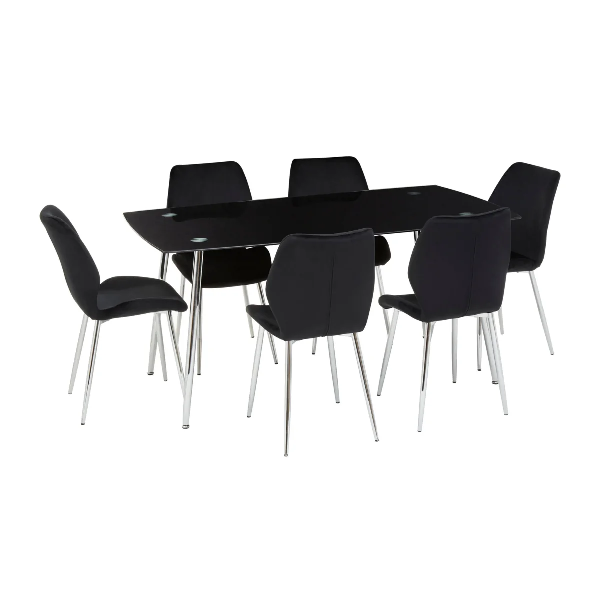 Wimslow BlackTempered Glass Dining Table with 6 Chairs - Black – image 1
