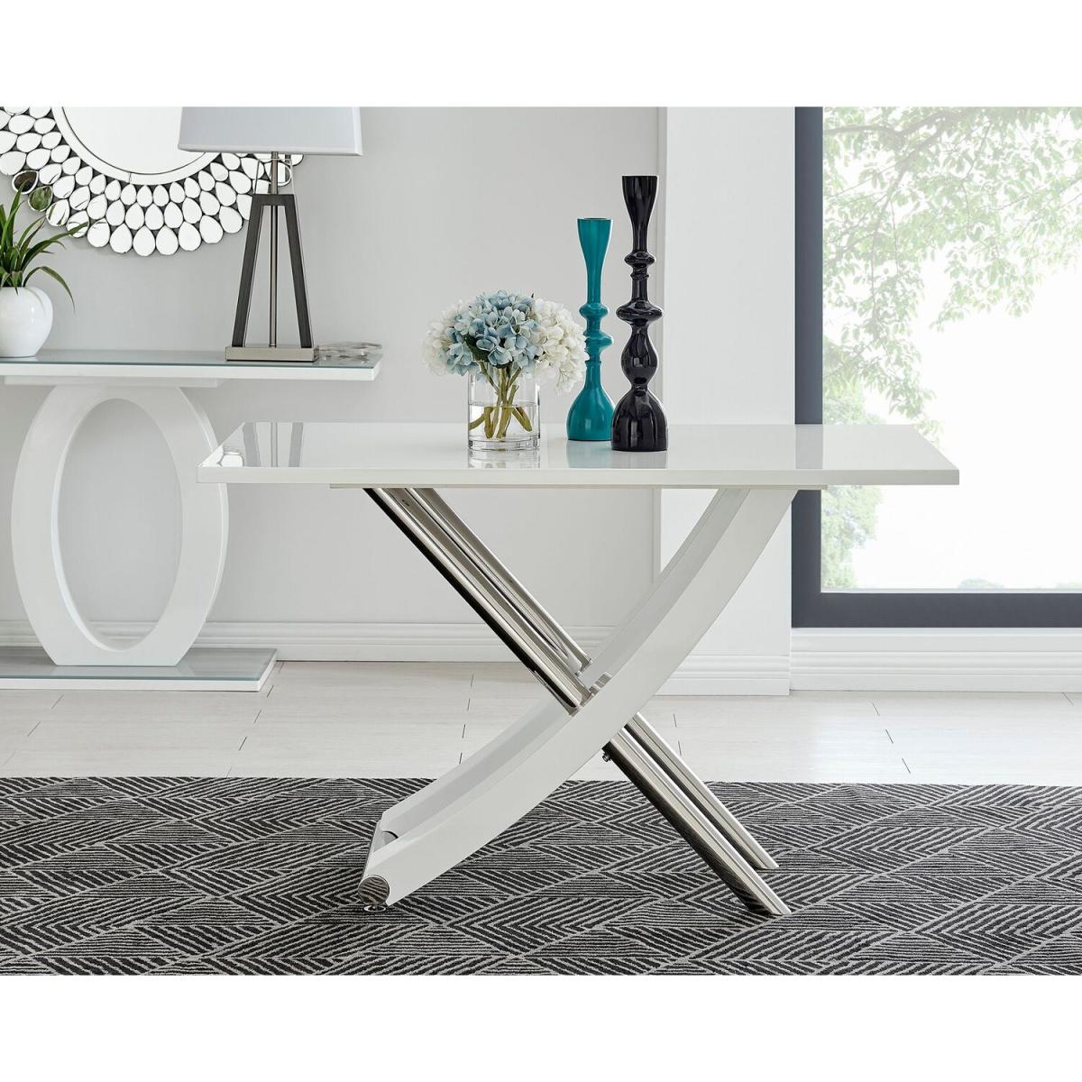 Mayfair 4 White Dining Table  4 Milan Chairs Set - Black – image 11