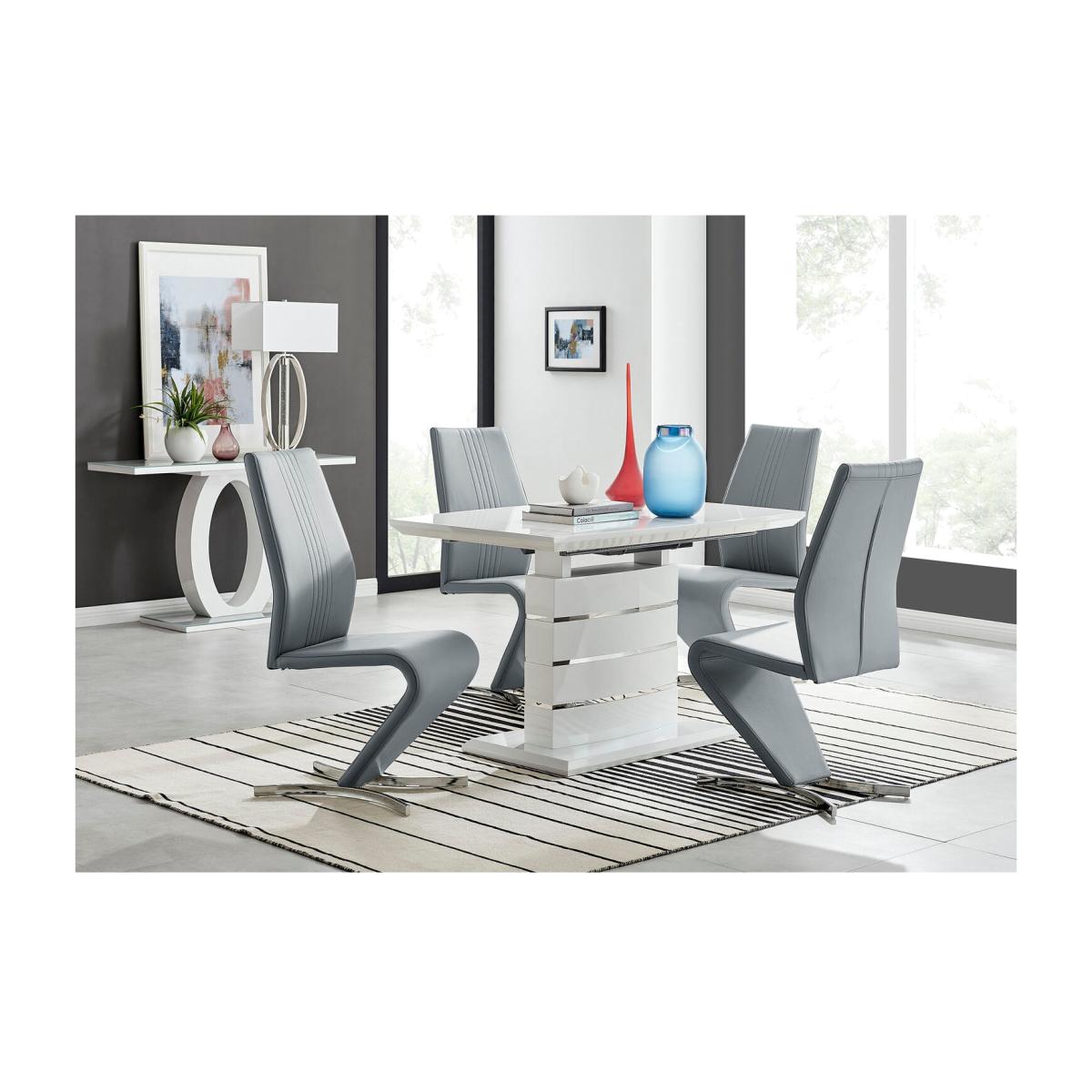 Renato 120cm High Gloss Extending Kitchen Dining Table and 4 Willow Chairs - Grey