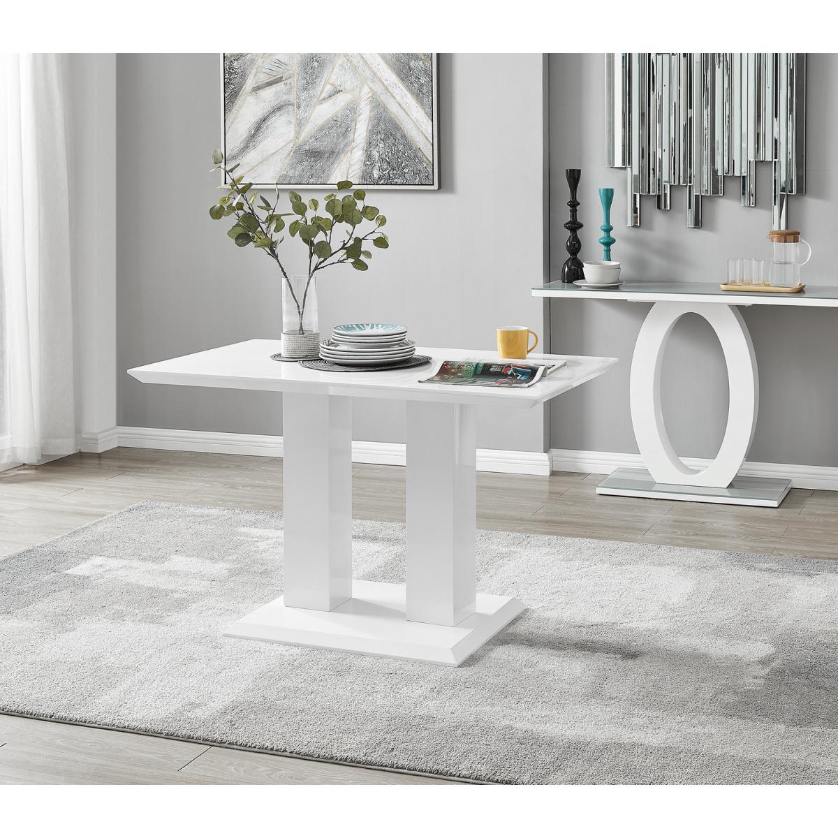 Imperia 4 Modern White High Gloss Dining Table and 4 Isco Chairs Set - Black – image 3