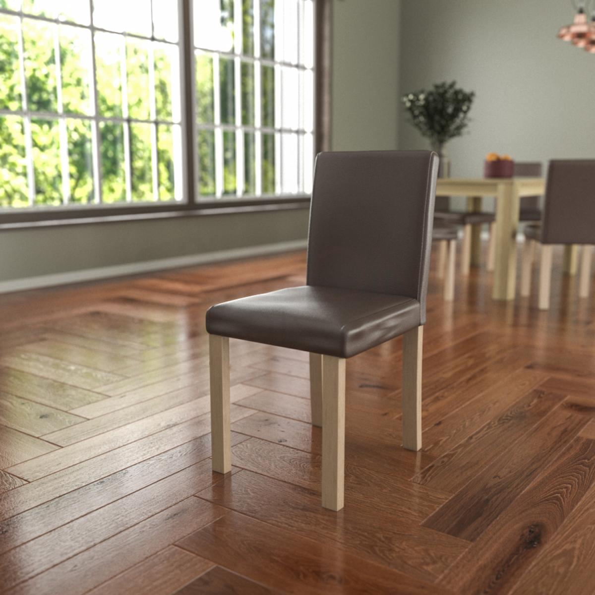 Canterbury Set Of 2 Faux Leather Dining Chairs - Brown and Oak – image 4