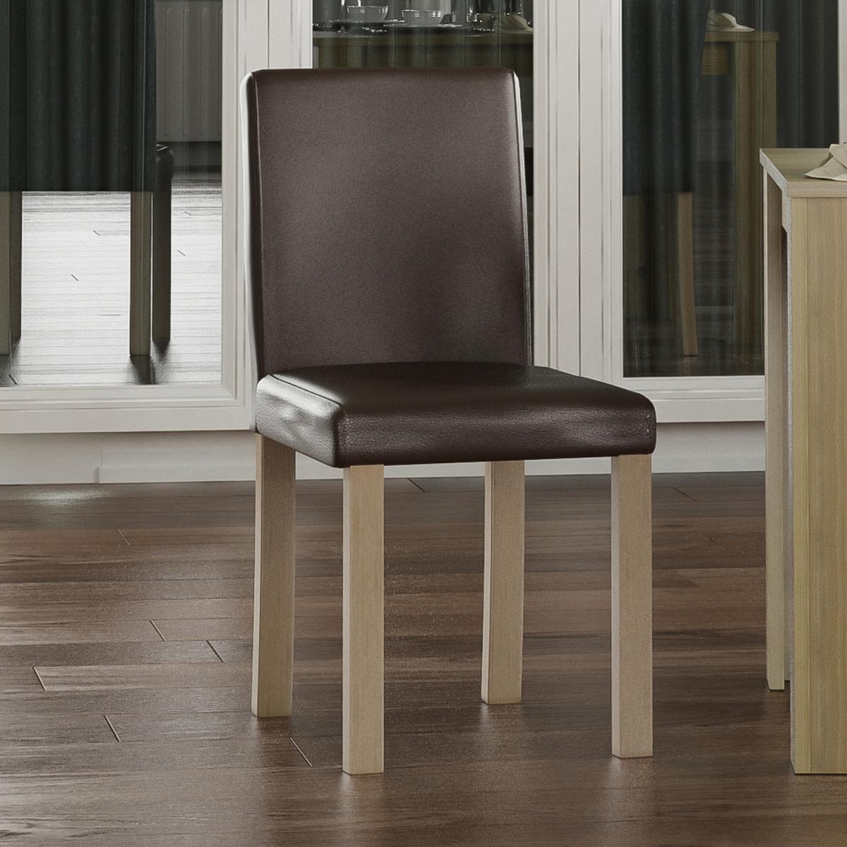 Canterbury Set Of 2 Faux Leather Dining Chairs - Brown and Oak – image 5