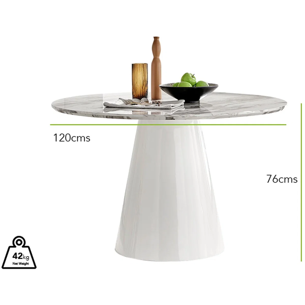 Palma White Marble Effect Round Dining Table Pesaro Black Leg Chairs - Mustard / Dining Table & 4 Chairs – image 3