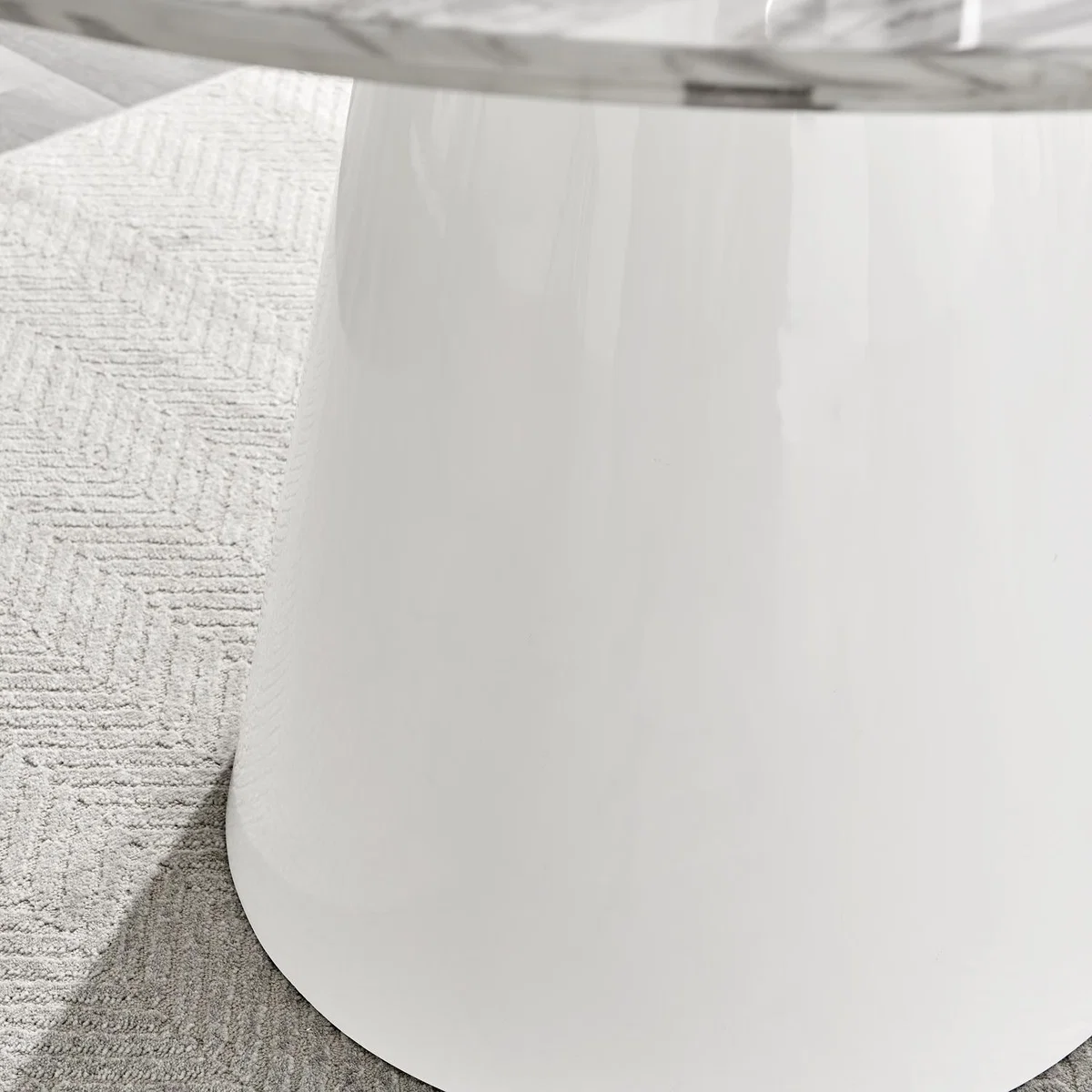 Palma White Marble Effect Round Dining Table Pesaro Black Leg Chairs - Mustard / Dining Table & 4 Chairs – image 6