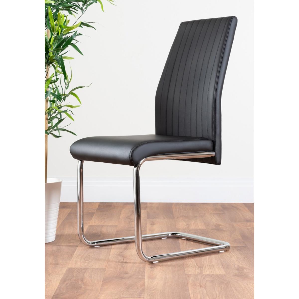 Palma White Marble Effect Dining Table and 6 Lorenzo Chairs - Black – image 2