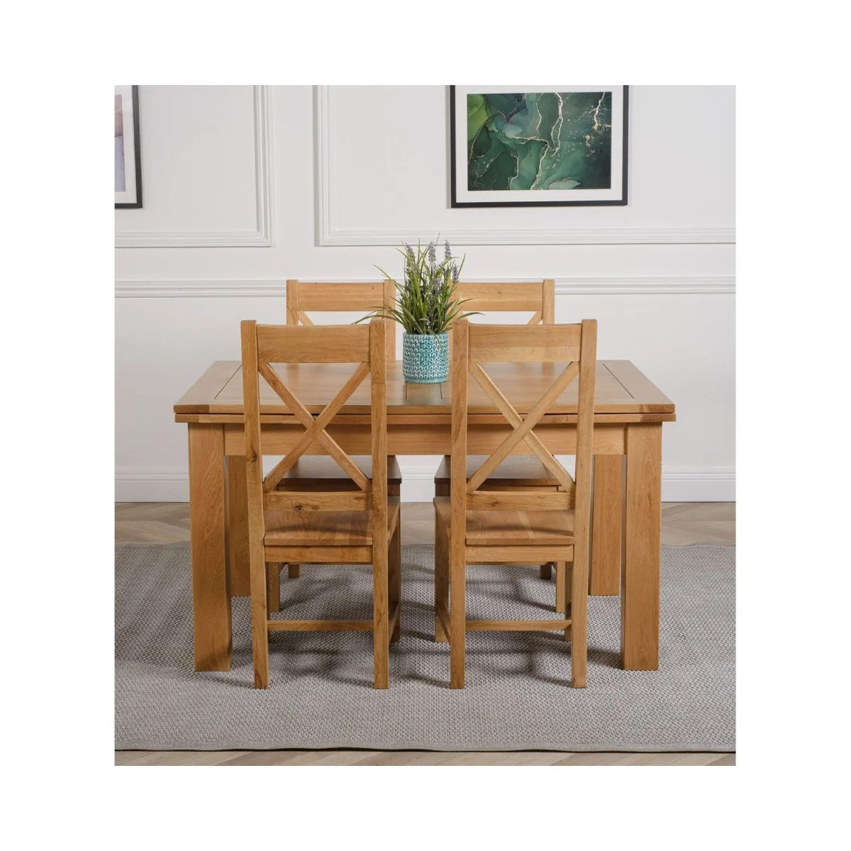 Richmond 140-220cm Oak Extending Dining Table and 4 Berkeley Chairs - Brown – image 13