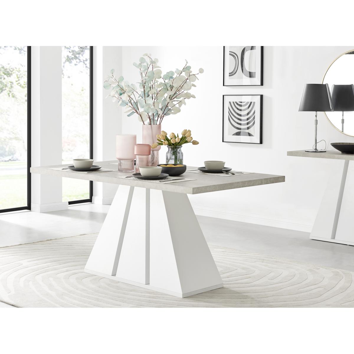 Athens Beige Stone Dining Table and 6 Belgravia Black Leg Chairs - Blue – image 11