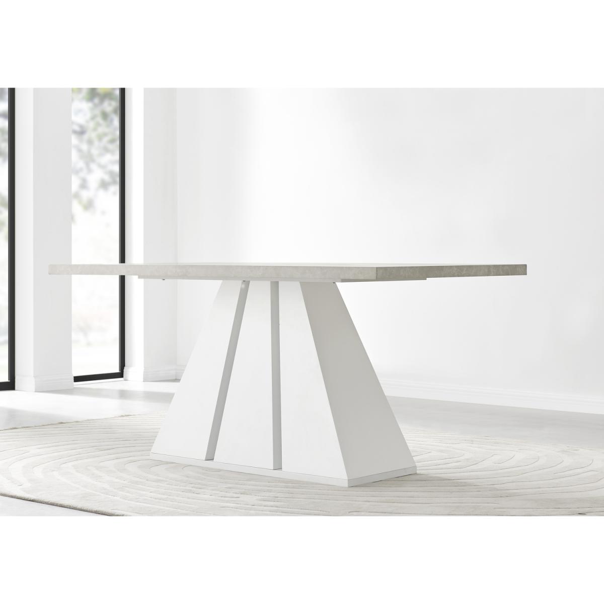 Athens Beige Stone Dining Table and 6 Belgravia Black Leg Chairs - Blue – image 13