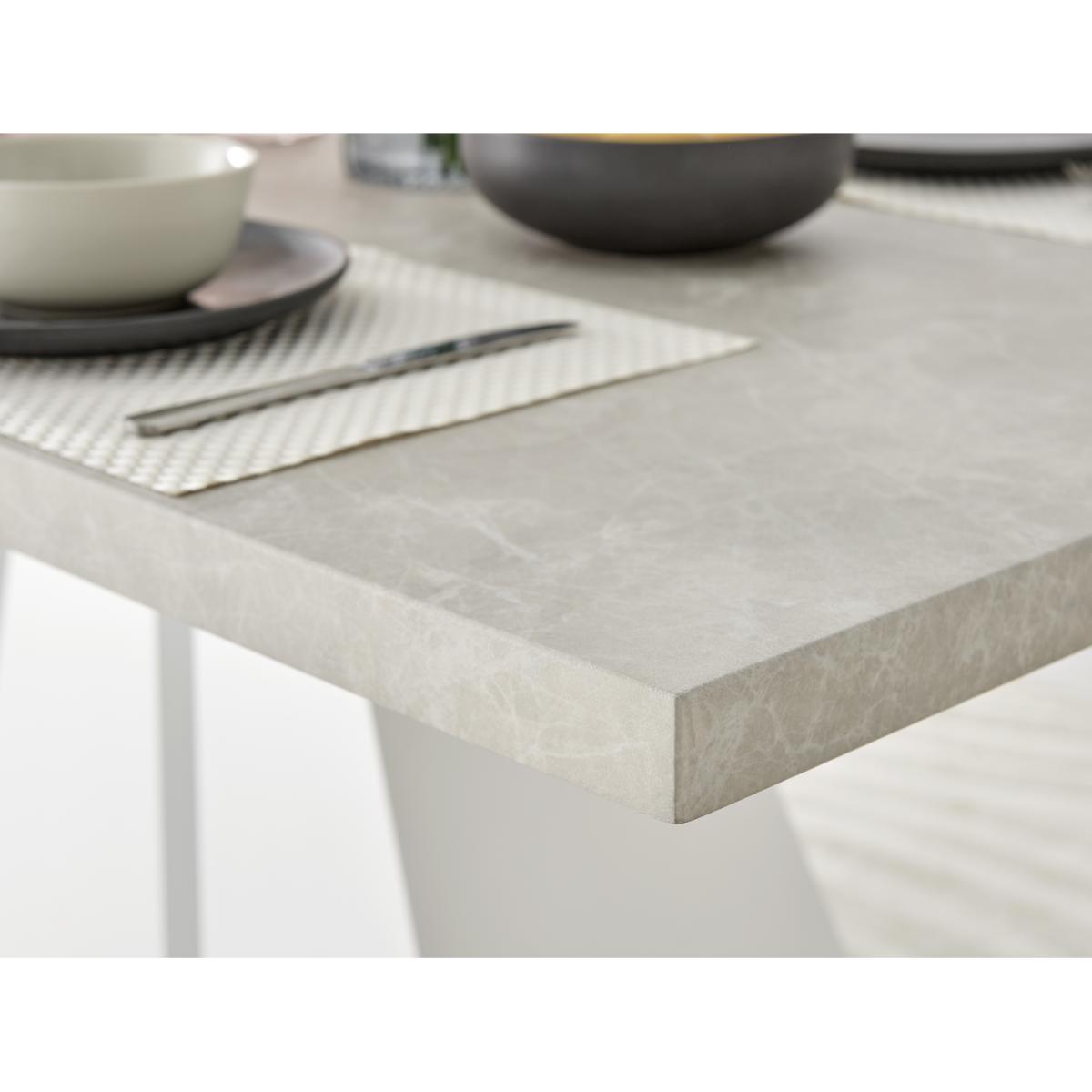 Athens Beige Stone Dining Table and 6 Belgravia Black Leg Chairs - Blue – image 9