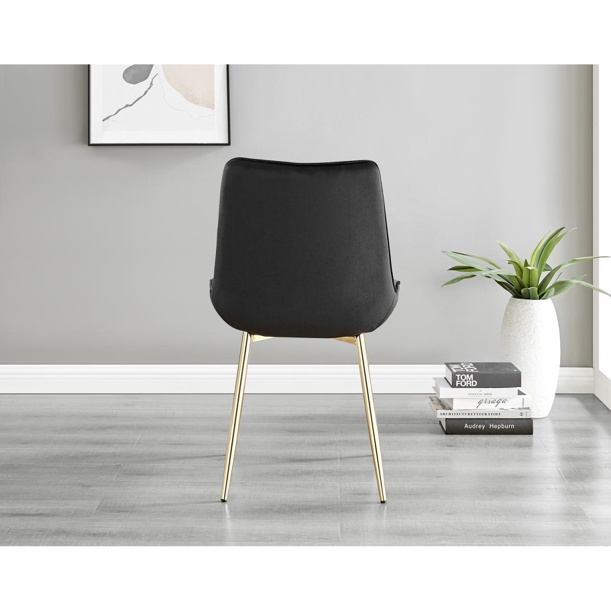 Anders Honey Solid Wood Dining Table 6 Pesaro Gold Leg Chairs - Black – image 8