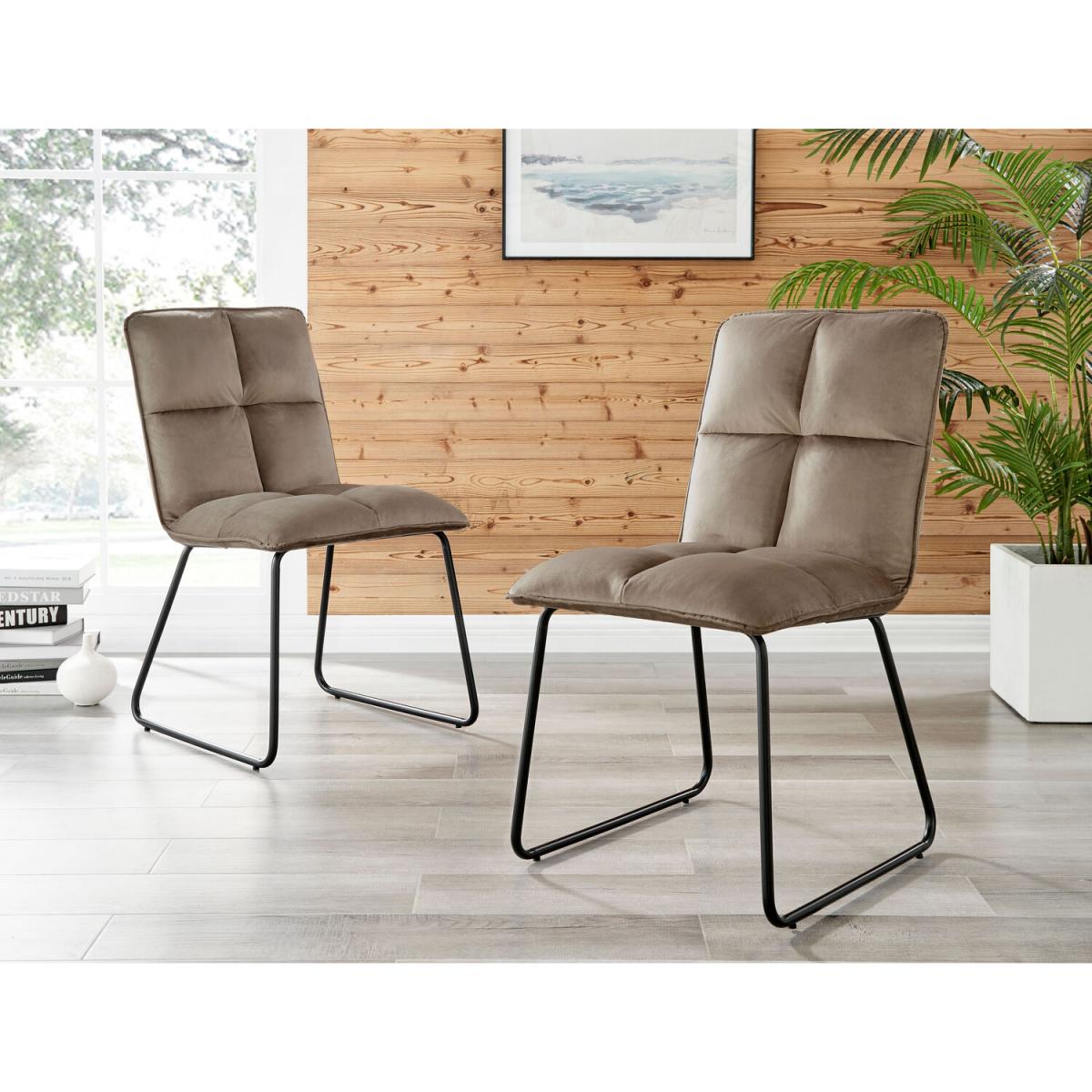 Elina White Marble Effect Round Dining Table and 2 Menen Chairs - Taupe – image 2