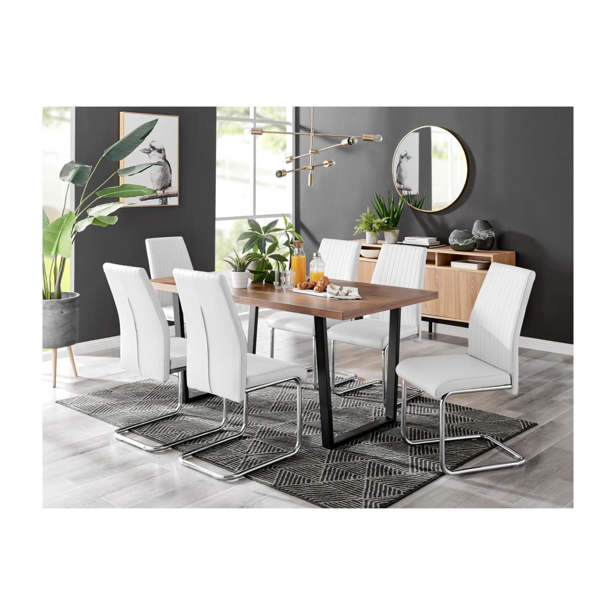 Kylo Brown Wood Effect Dining Table 6 Lorenzo Chairs - White – image 1