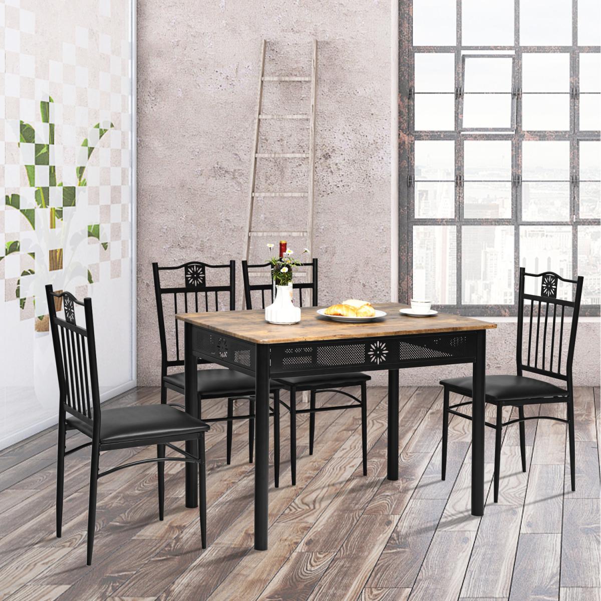 Costway 5 PCS Dining Table Chairs Set Modern Kitchen Set - Black – image 2
