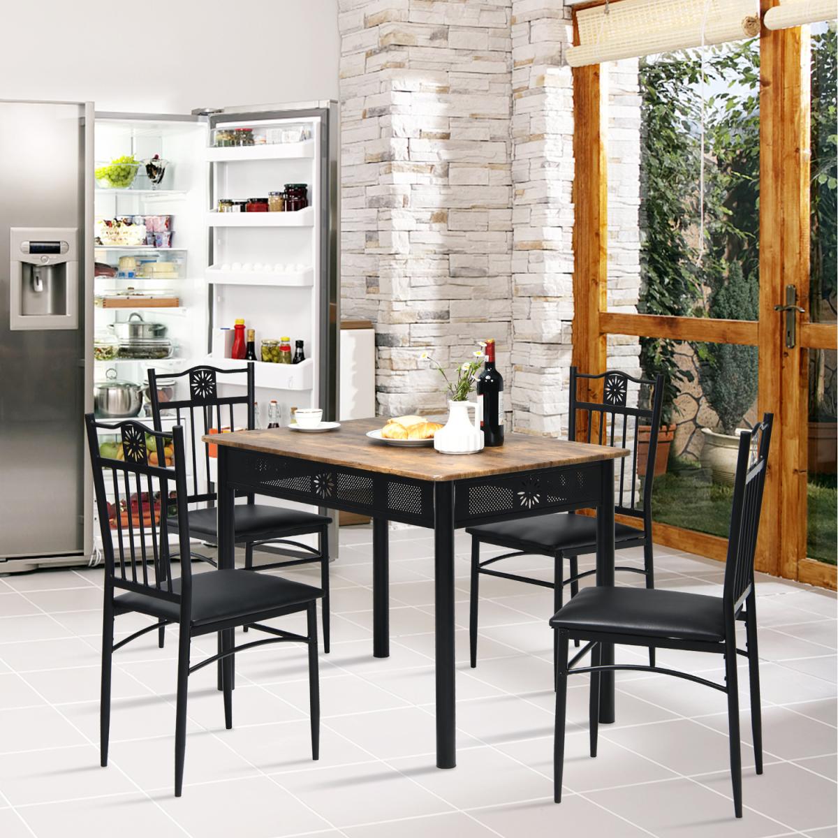 Costway 5 PCS Dining Table Chairs Set Modern Kitchen Set - Black – image 3