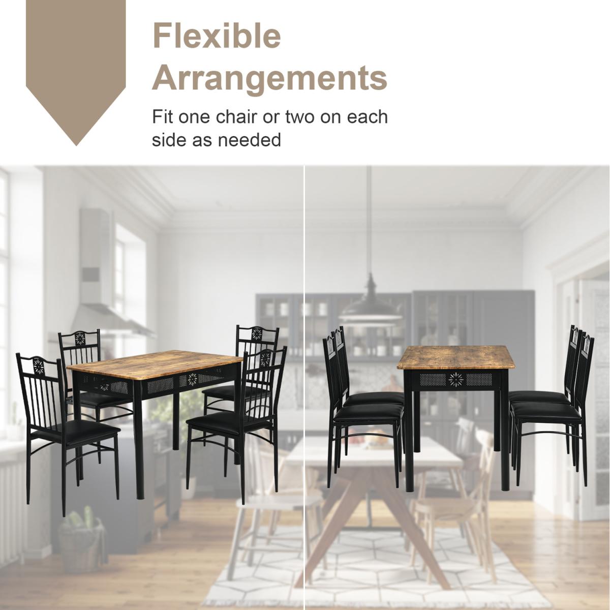 Costway 5 PCS Dining Table Chairs Set Modern Kitchen Set - Black – image 6