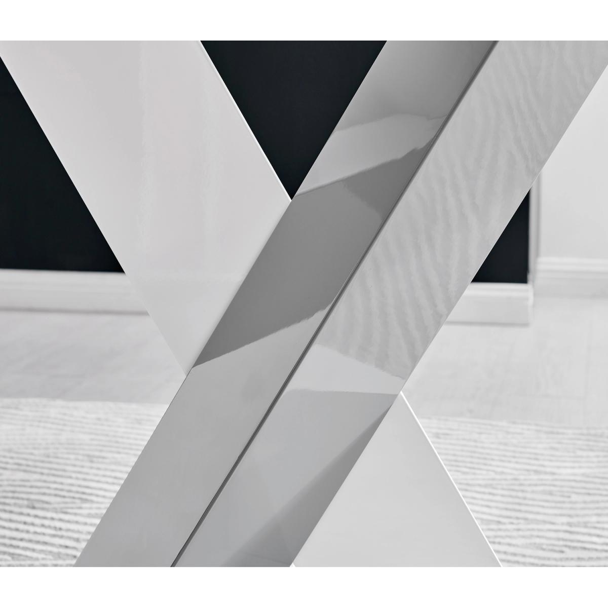 Monza White High Gloss Dining Table  6 Milan Chrome Leg Chairs - Grey – image 3