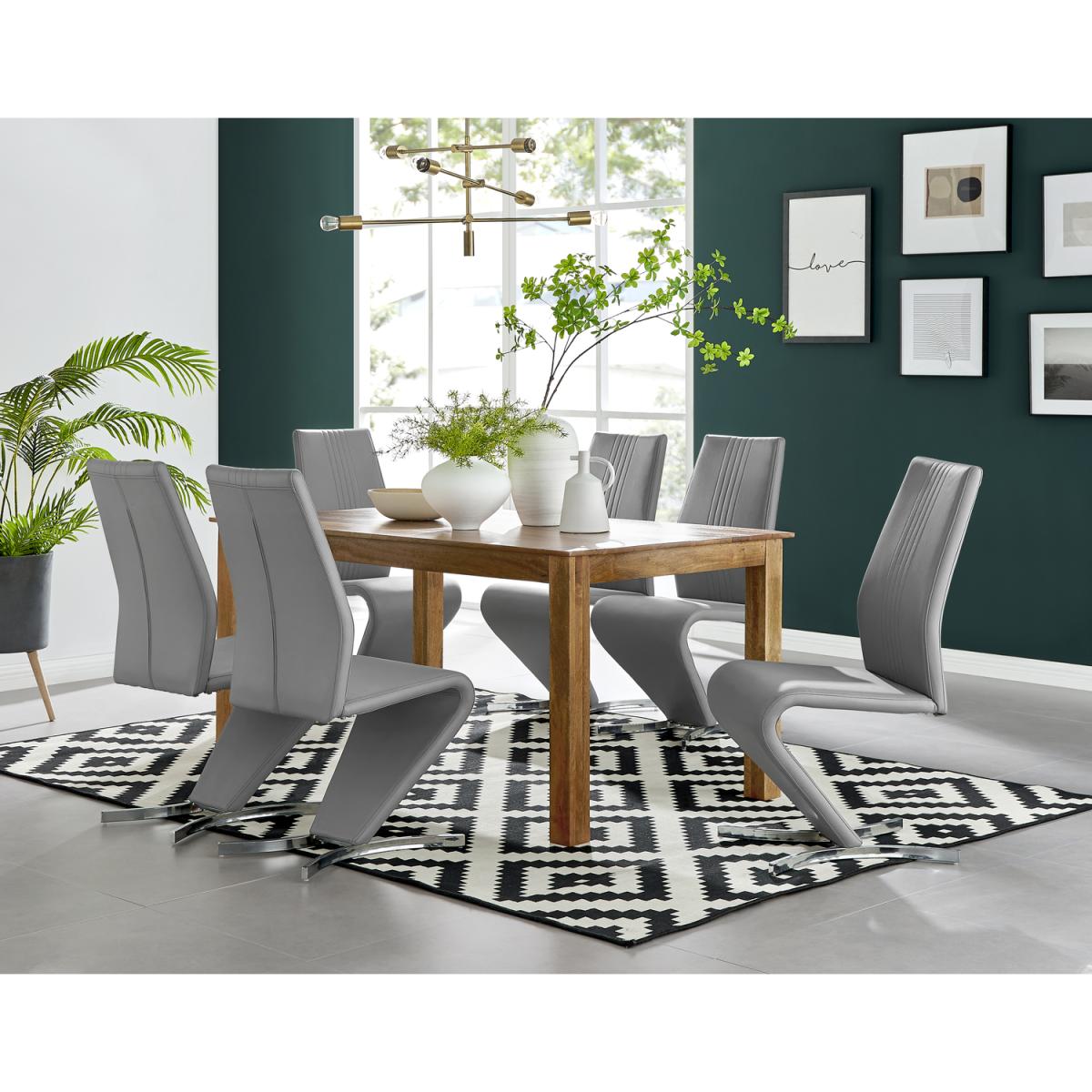 Anders Honey Solid Wood Dining Table  6 Willow Chairs - Grey – image 6