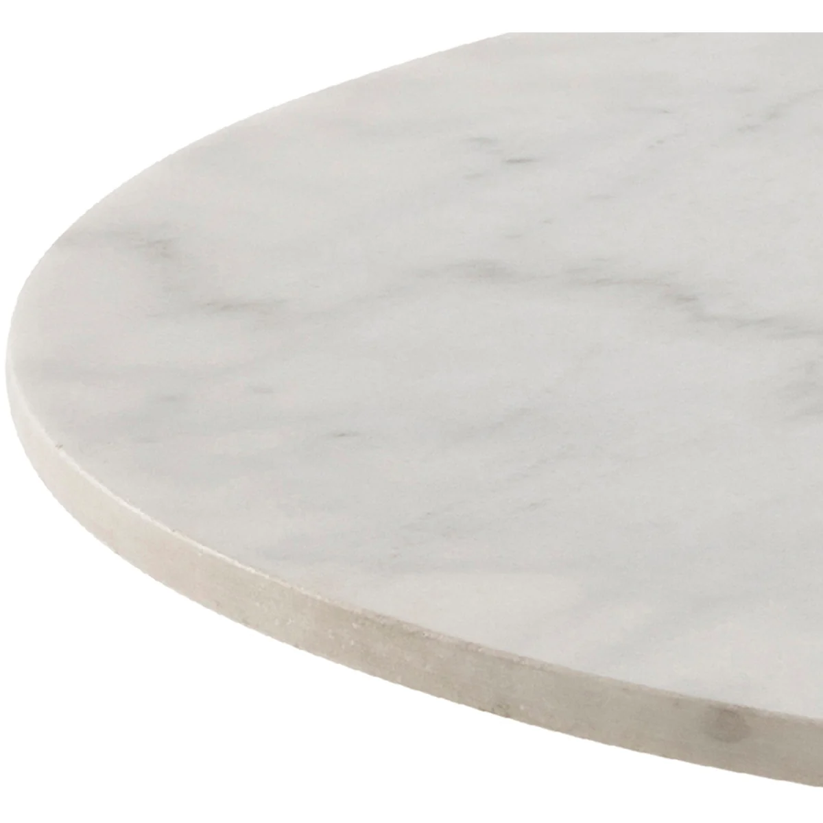 Corby Round Table White Marble Black Base + 4 Batilda Cream/Oak Chairs - White Marble & Black & Cream & Oak – image 2