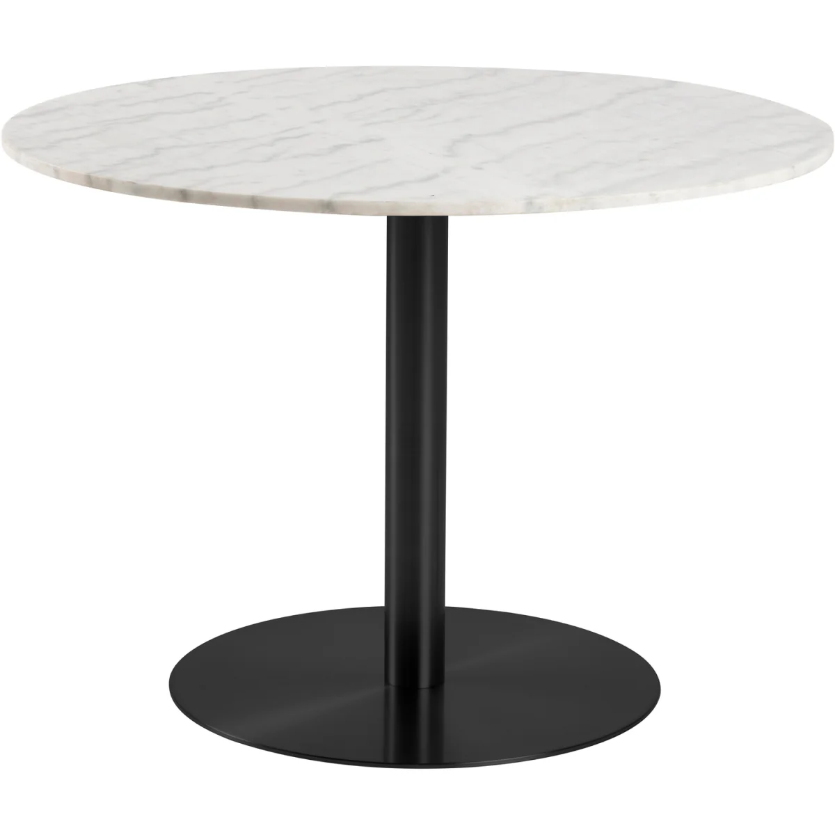 Corby Round Table White Marble Black Base + 4 Batilda Cream/Oak Chairs - White Marble & Black & Cream & Oak – image 3