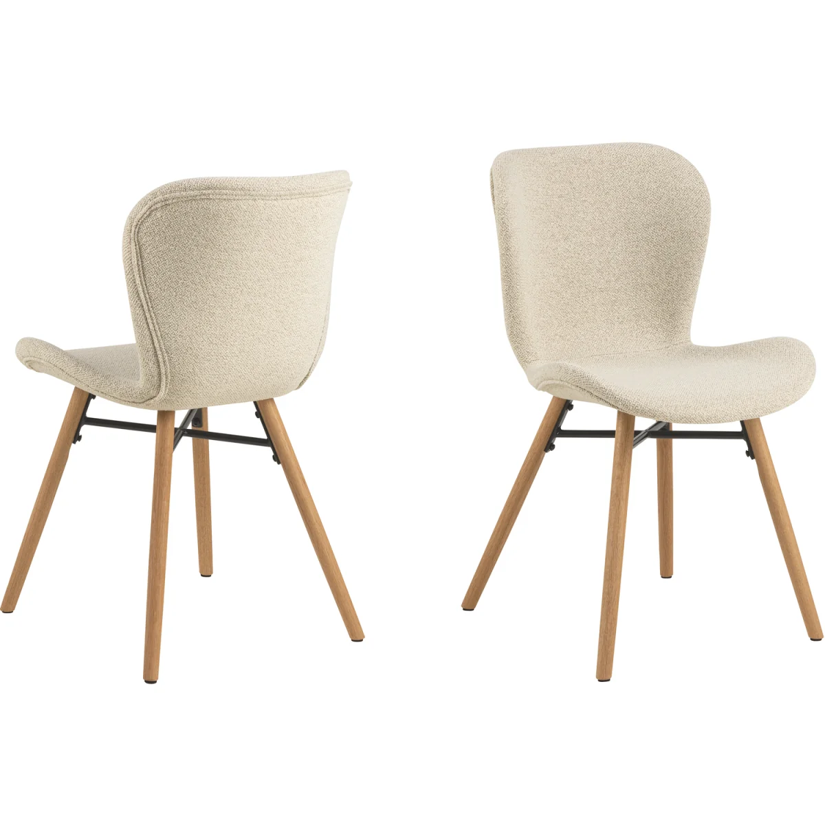 Corby Round Table White Marble Black Base + 4 Batilda Cream/Oak Chairs - White Marble & Black & Cream & Oak – image 4