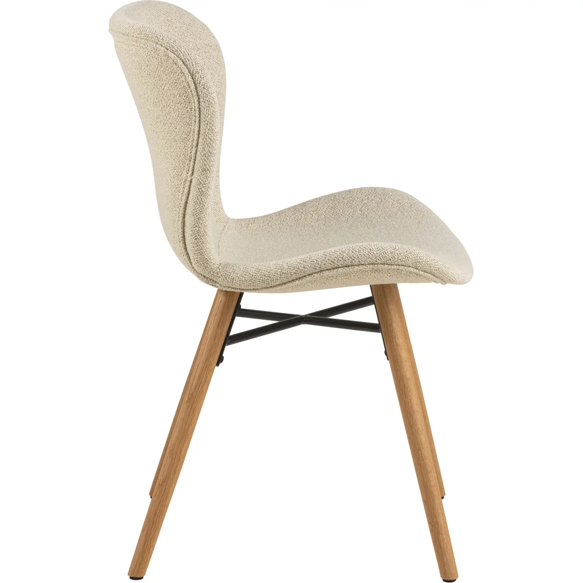 Corby Round Table White Marble Black Base + 4 Batilda Cream/Oak Chairs - White Marble & Black & Cream & Oak – image 5