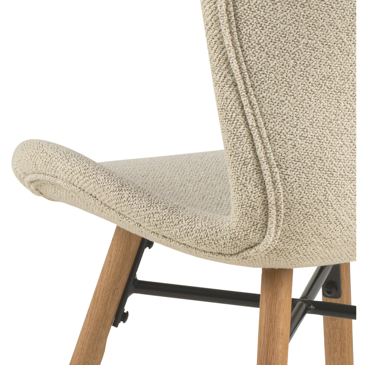 Corby Round Table White Marble Black Base + 4 Batilda Cream/Oak Chairs - White Marble & Black & Cream & Oak – image 7