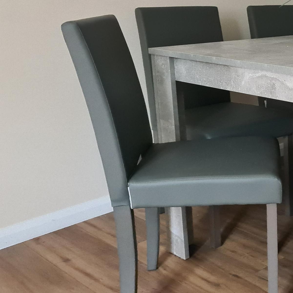 Stone Grey Dining Table With 2 Grey Wood Chairs and Bench - Stone Grey – image 3
