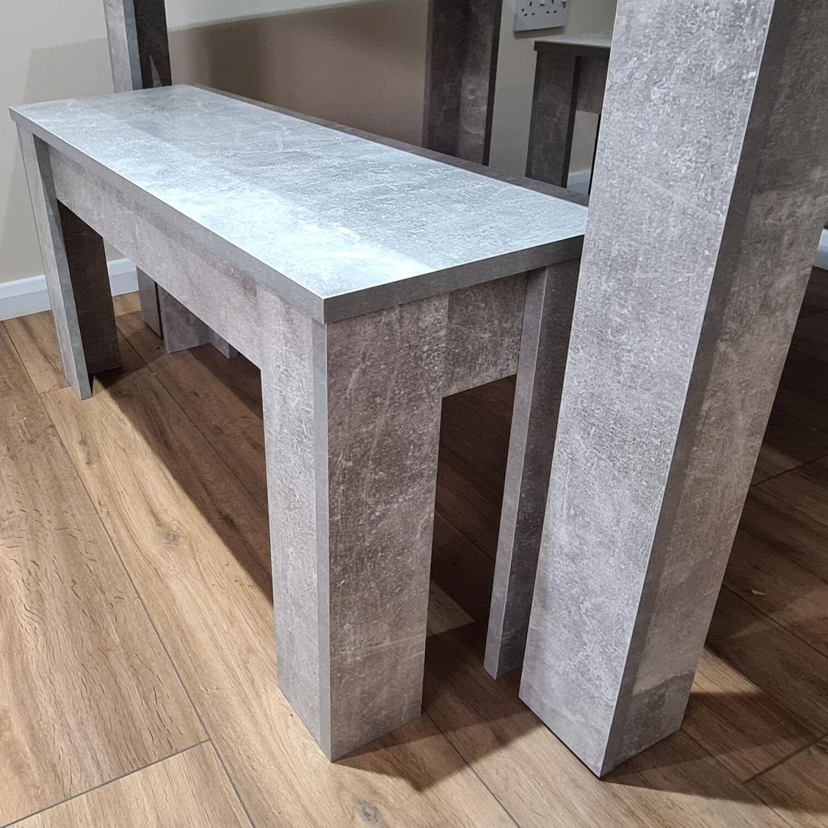 Stone Grey Dining Table With 2 Grey Wood Chairs and Bench - Stone Grey – image 4