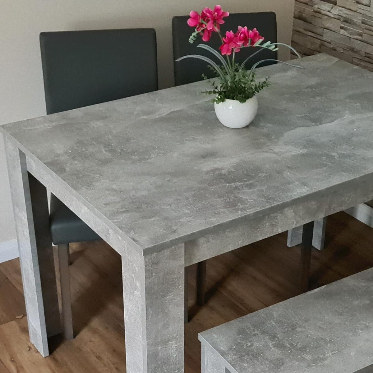 Stone Grey Dining Table With 2 Grey Wood Chairs and Bench - Stone Grey – image 6
