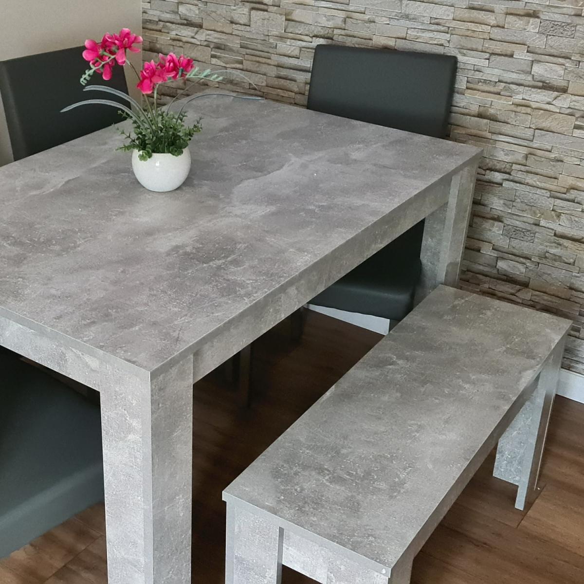 Stone Grey Dining Table With 2 Grey Wood Chairs and Bench - Stone Grey – image 8