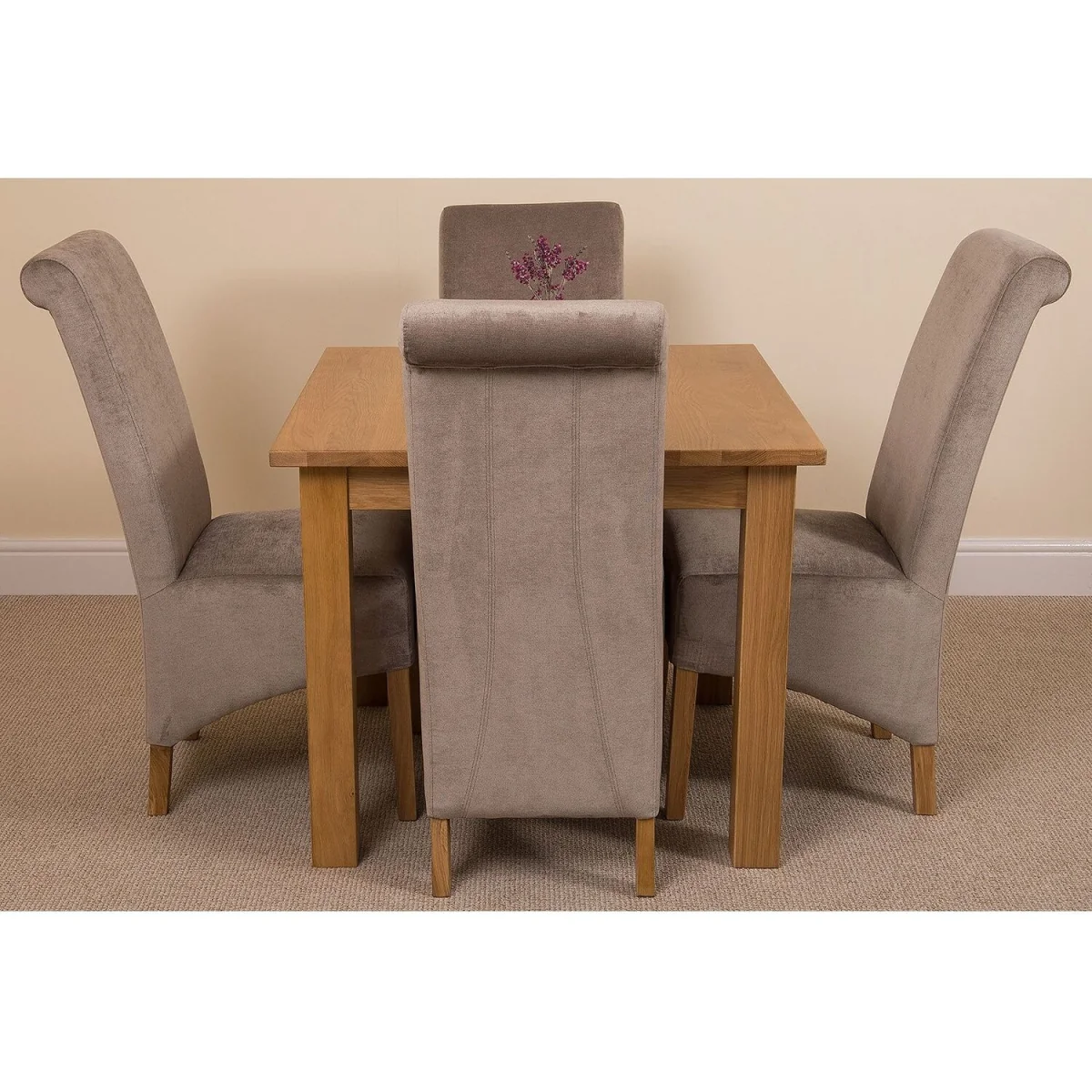 Oslo 90 x 90 cm Oak Small Dining Table and 4 Montana Fabric Chairs - Beige – image 17