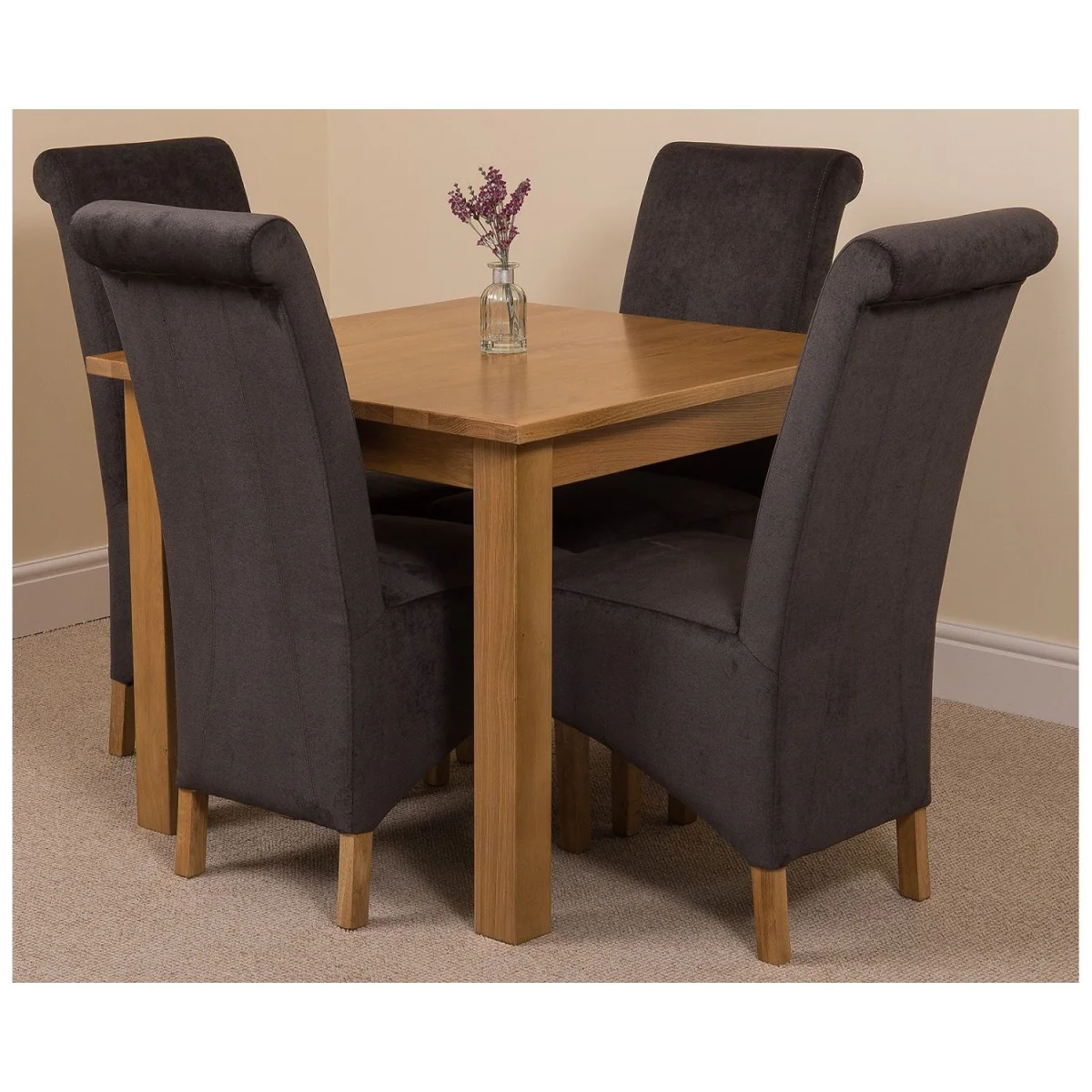 Oslo 90 x 90 cm Oak Small Dining Table and 4 Montana Fabric Chairs - Beige – image 22