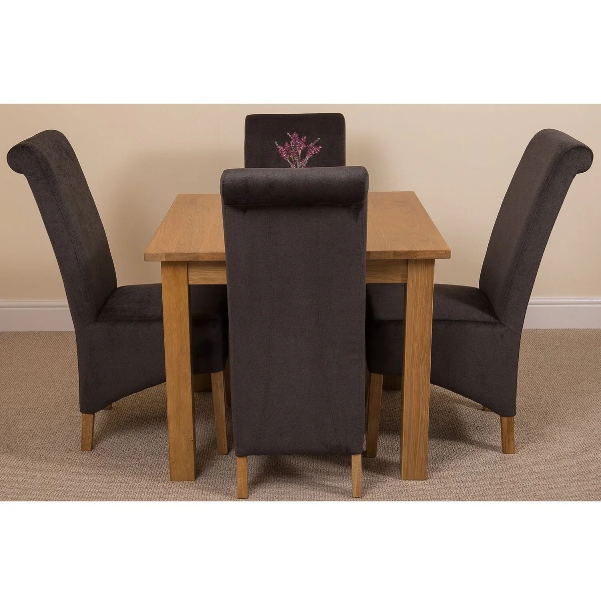 Oslo 90 x 90 cm Oak Small Dining Table and 4 Montana Fabric Chairs - Beige – image 23