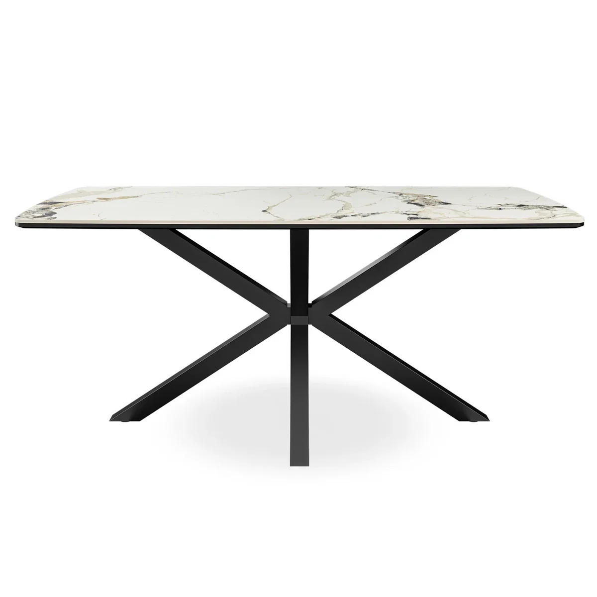 Juno Calcutta Gold Ceramic Dining Table With 6 Anika Velvet Black Chairs - Black – image 4