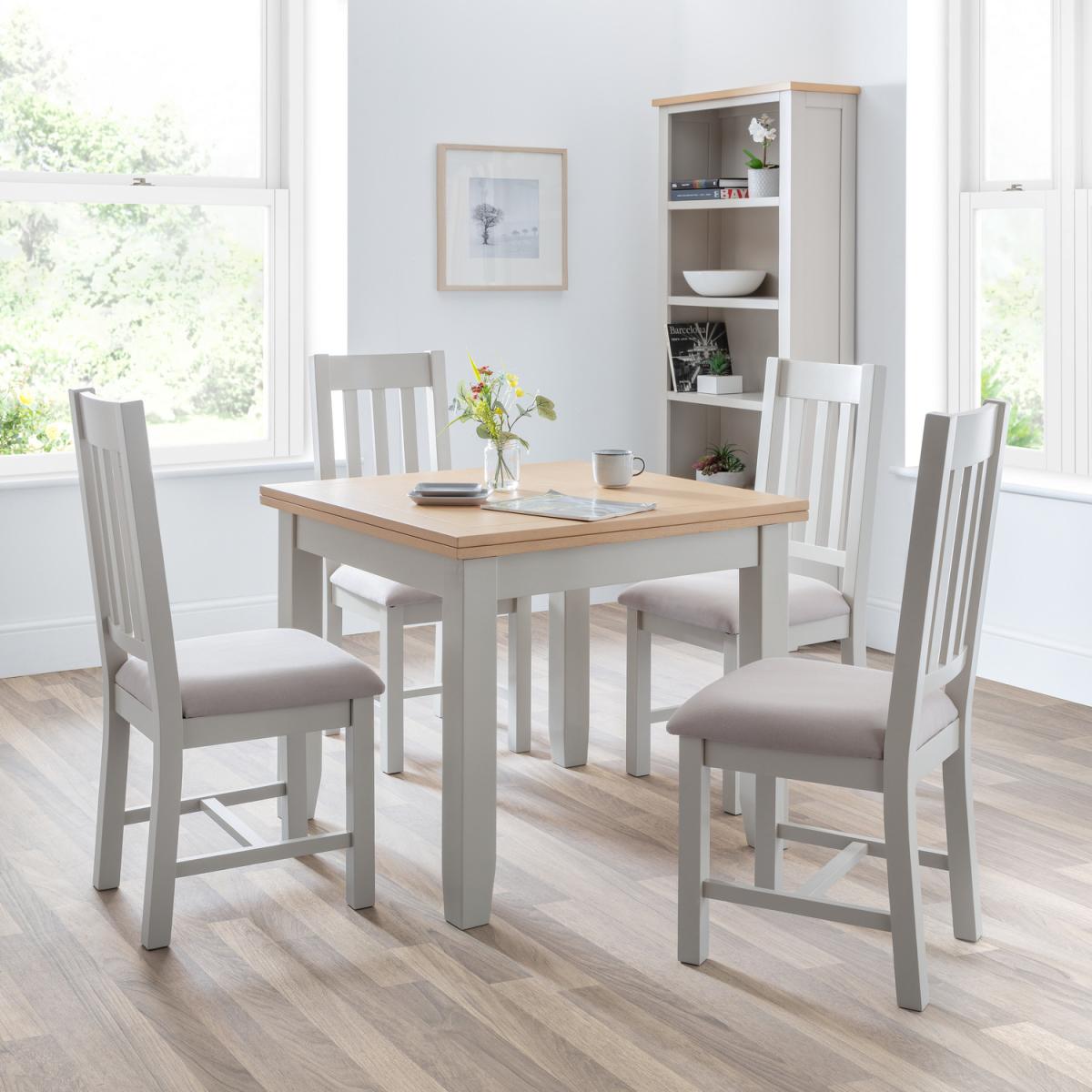 Richmond Flip-Top Table and Chairs Set - Grey / 1 Table and 6 Chairs – image 2