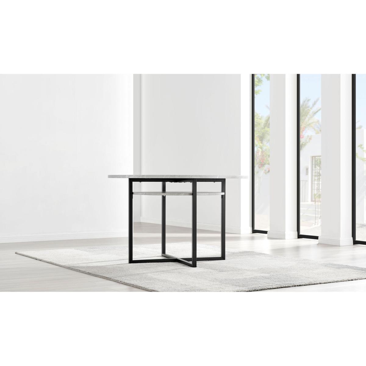 Adley Grey Concrete Effect Storage Dining Table and 4 Milan Black Leg Chairs - Black – image 6