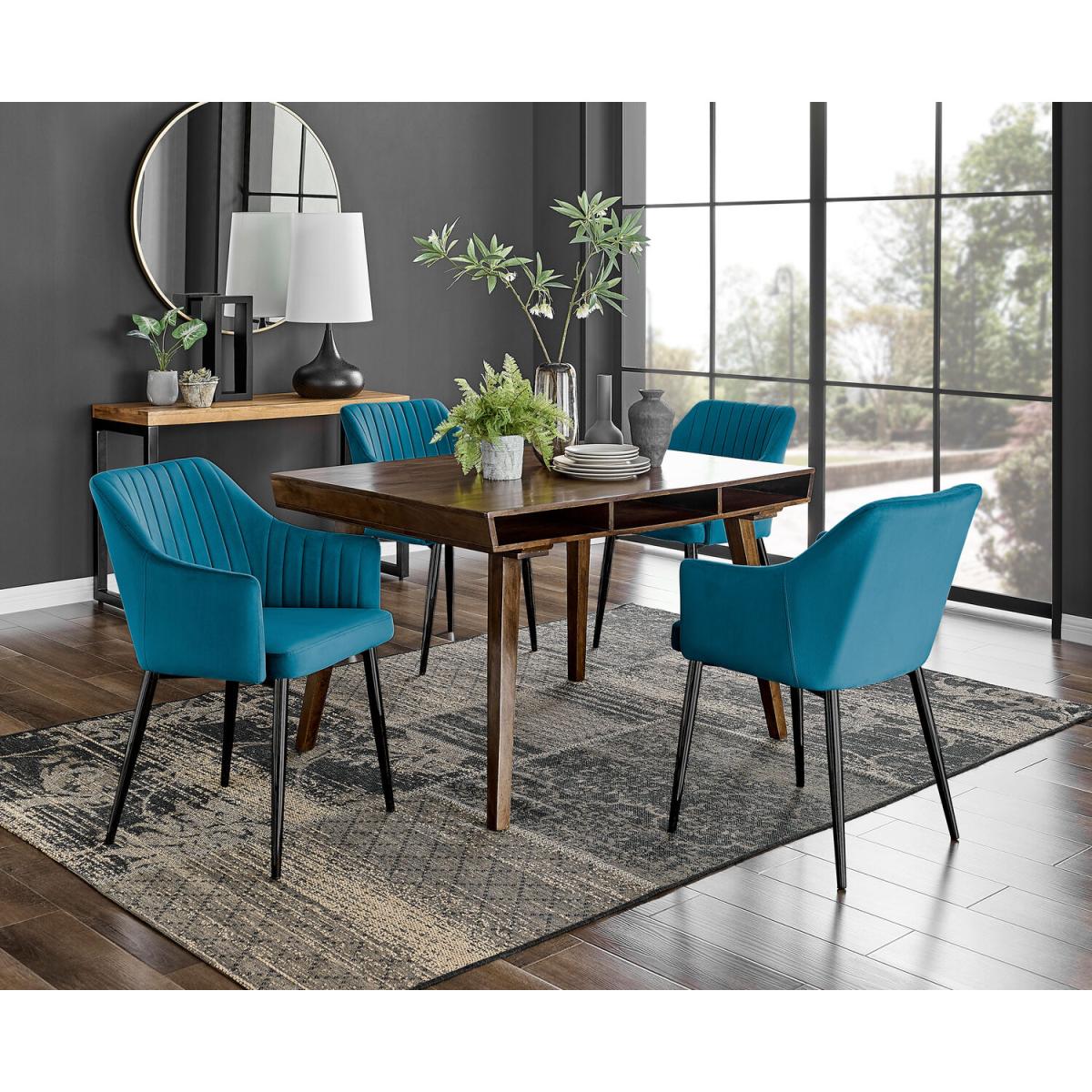Otto Dark Walnut Solid Wood Dining Table and 4 Calla Black Leg Chairs - Mustard – image 13