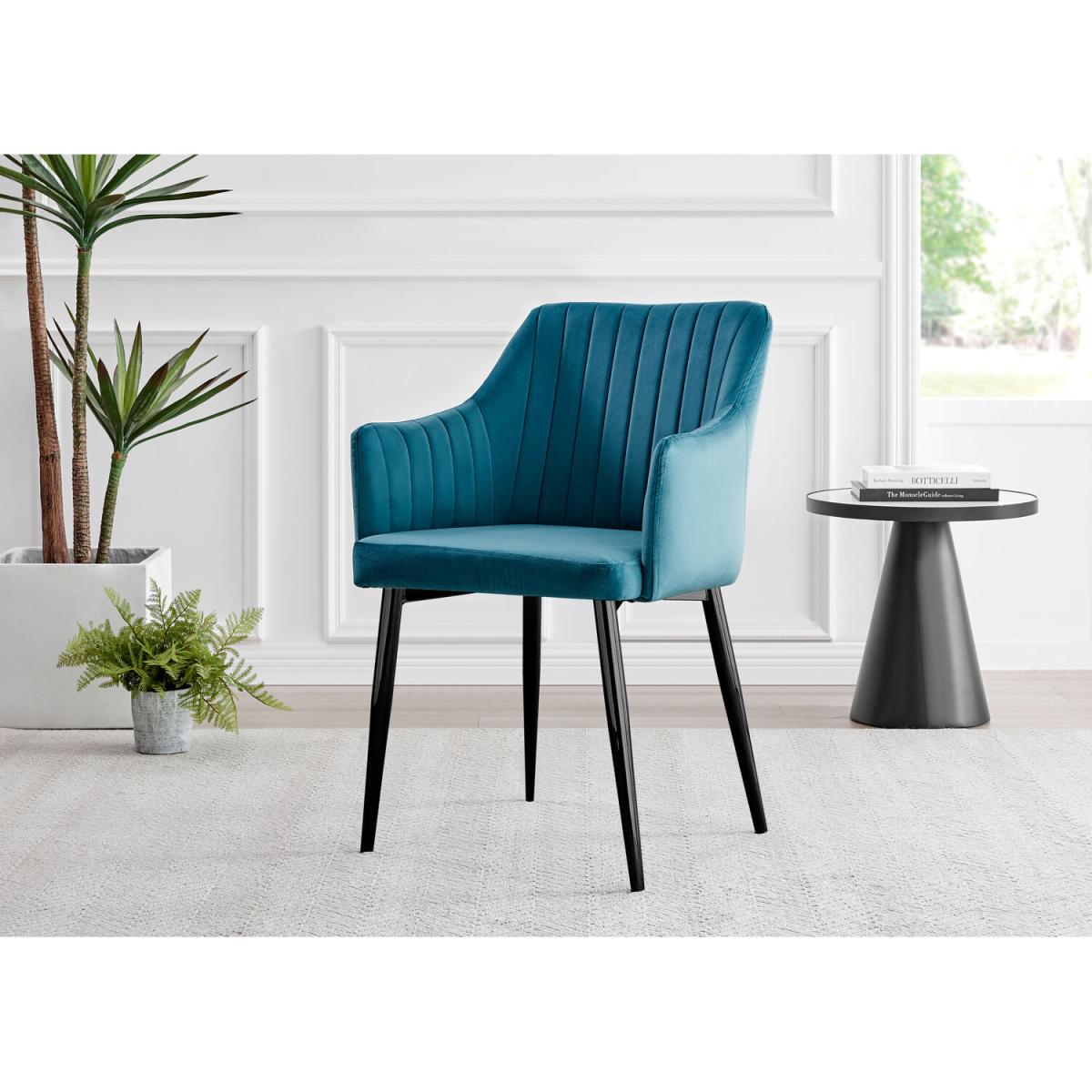 Otto Dark Walnut Solid Wood Dining Table and 4 Calla Black Leg Chairs - Mustard – image 15