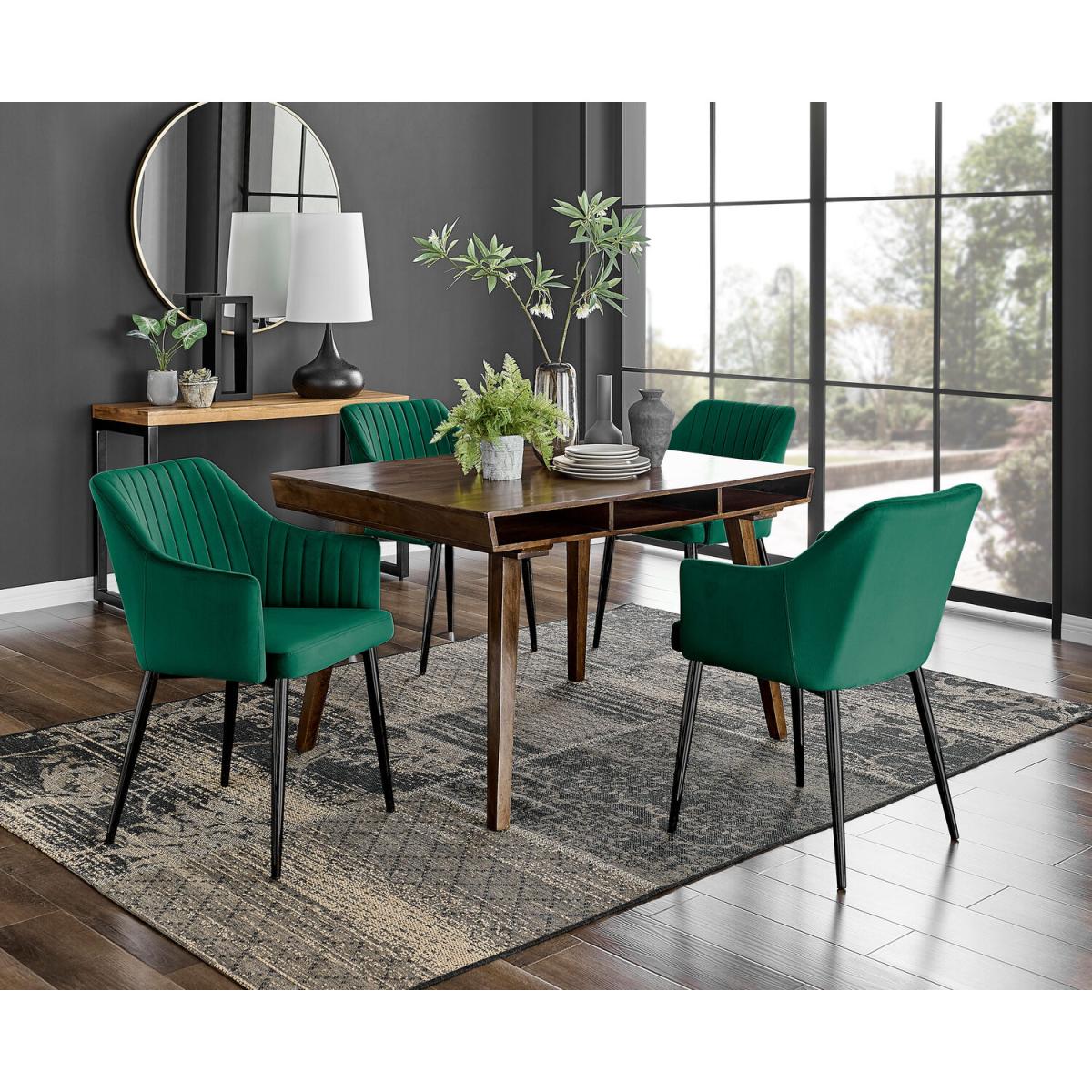 Otto Dark Walnut Solid Wood Dining Table and 4 Calla Black Leg Chairs - Mustard – image 21