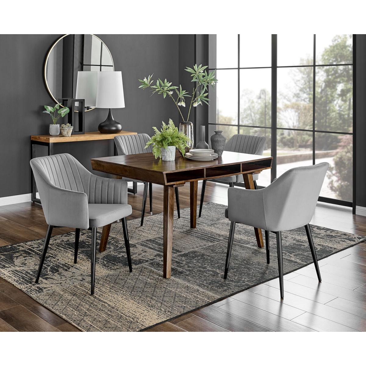 Otto Dark Walnut Solid Wood Dining Table and 4 Calla Black Leg Chairs - Mustard – image 29