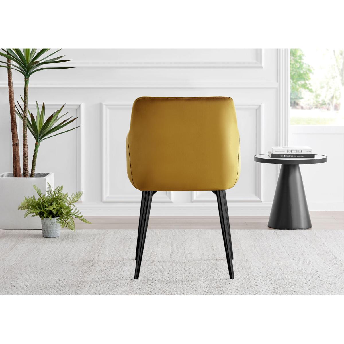 Otto Dark Walnut Solid Wood Dining Table and 4 Calla Black Leg Chairs - Mustard – image 38