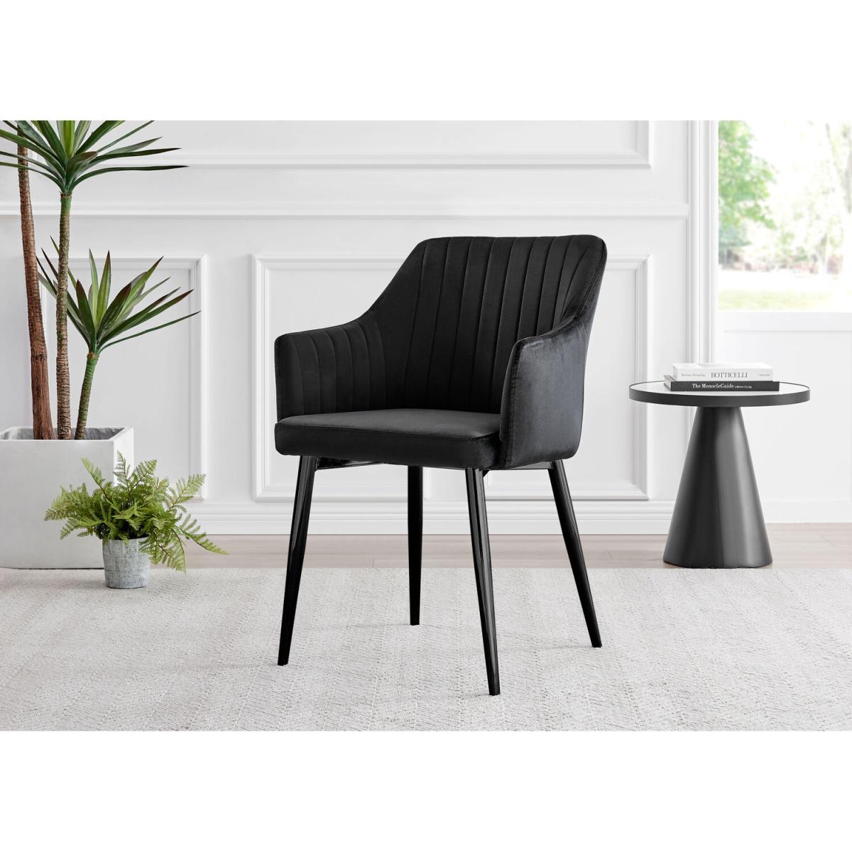 Otto Dark Walnut Solid Wood Dining Table and 4 Calla Black Leg Chairs - Mustard – image 9
