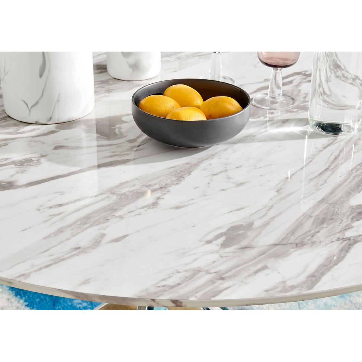 Novara White Marble Effect 120cm Dining Table 4 Pesaro Silver Chairs - Navy – image 12