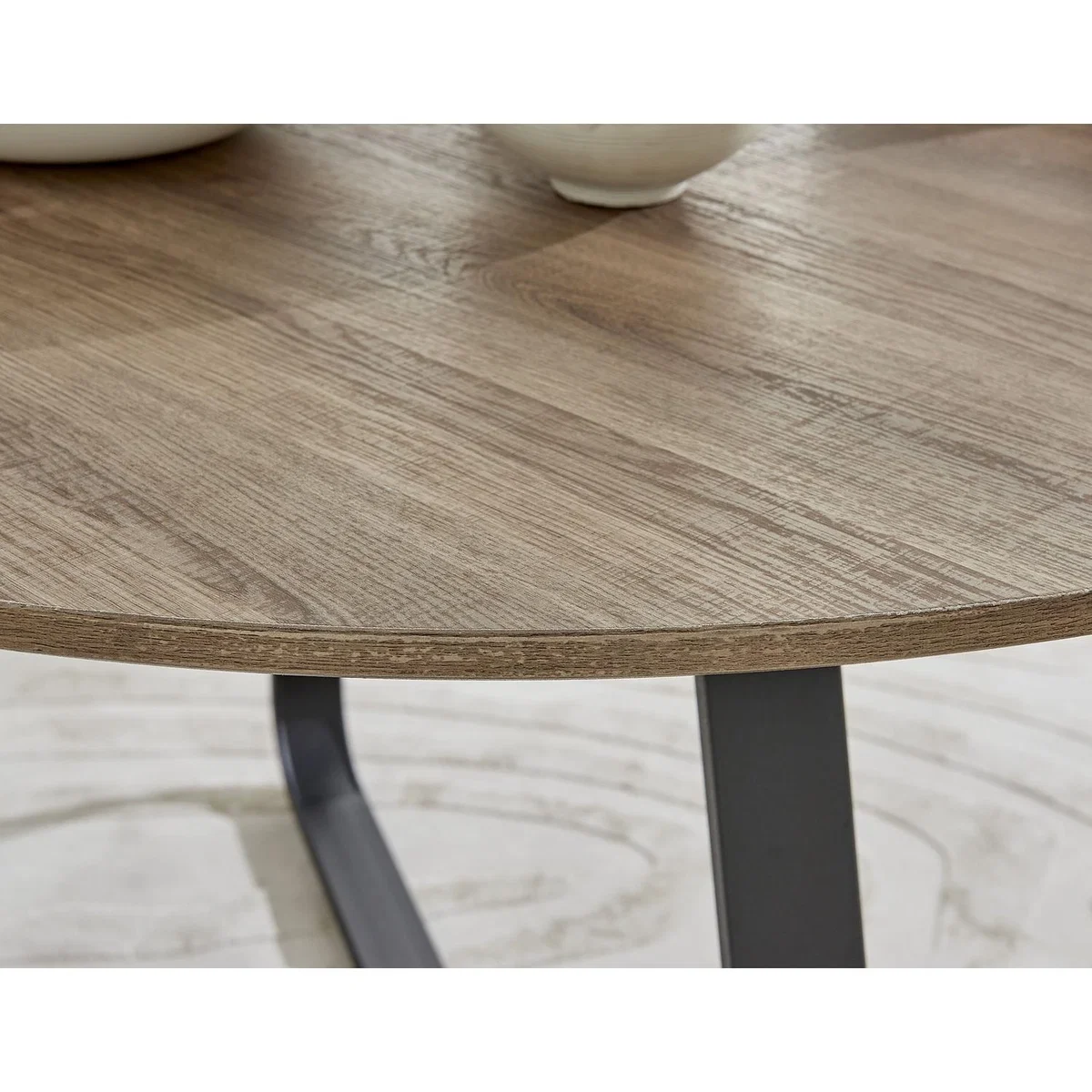 Santorini Brown Round Dining Table with 4 Pesaro Black Leg Chairs - Green – image 11