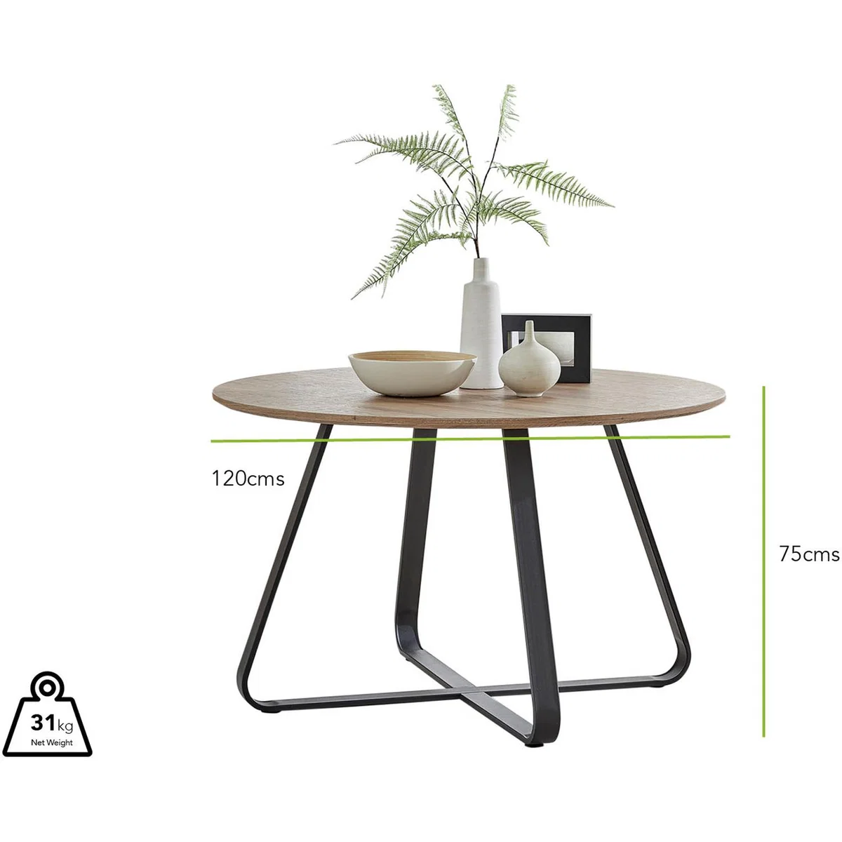 Santorini Brown Round Dining Table with 4 Pesaro Black Leg Chairs - Green – image 13