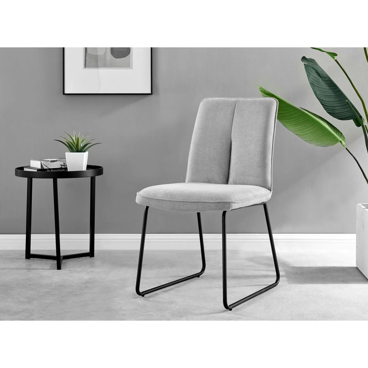 Kylo Brown Wood Effect Dining Table  4 Halle Chairs - Light Grey – image 2